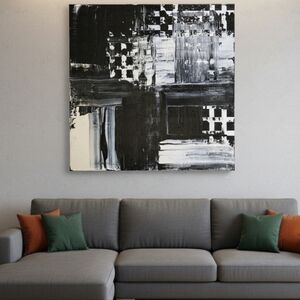 HANDCRAFTED Abstract Painting HANDPAINTED Wall Art Decor HANDMADE Artwork Black